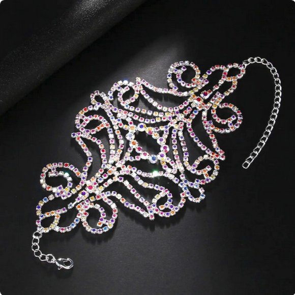 Ballroom Crystal silver braclets in XL size OR use as bicep bands - Picture 1 of 1